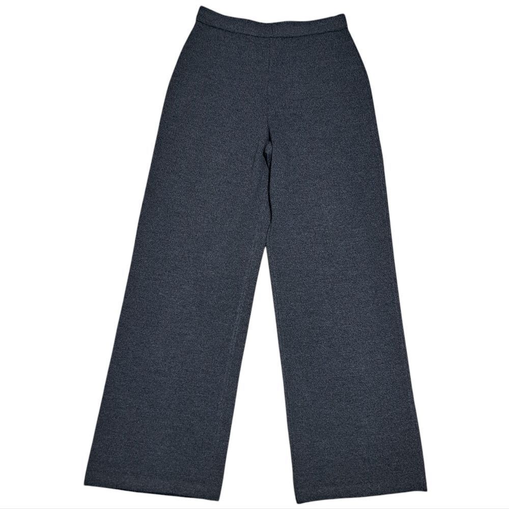 St. John Collection Wool Graphite Tweed Wide Leg Santana Knit Pants Size 8 NWT